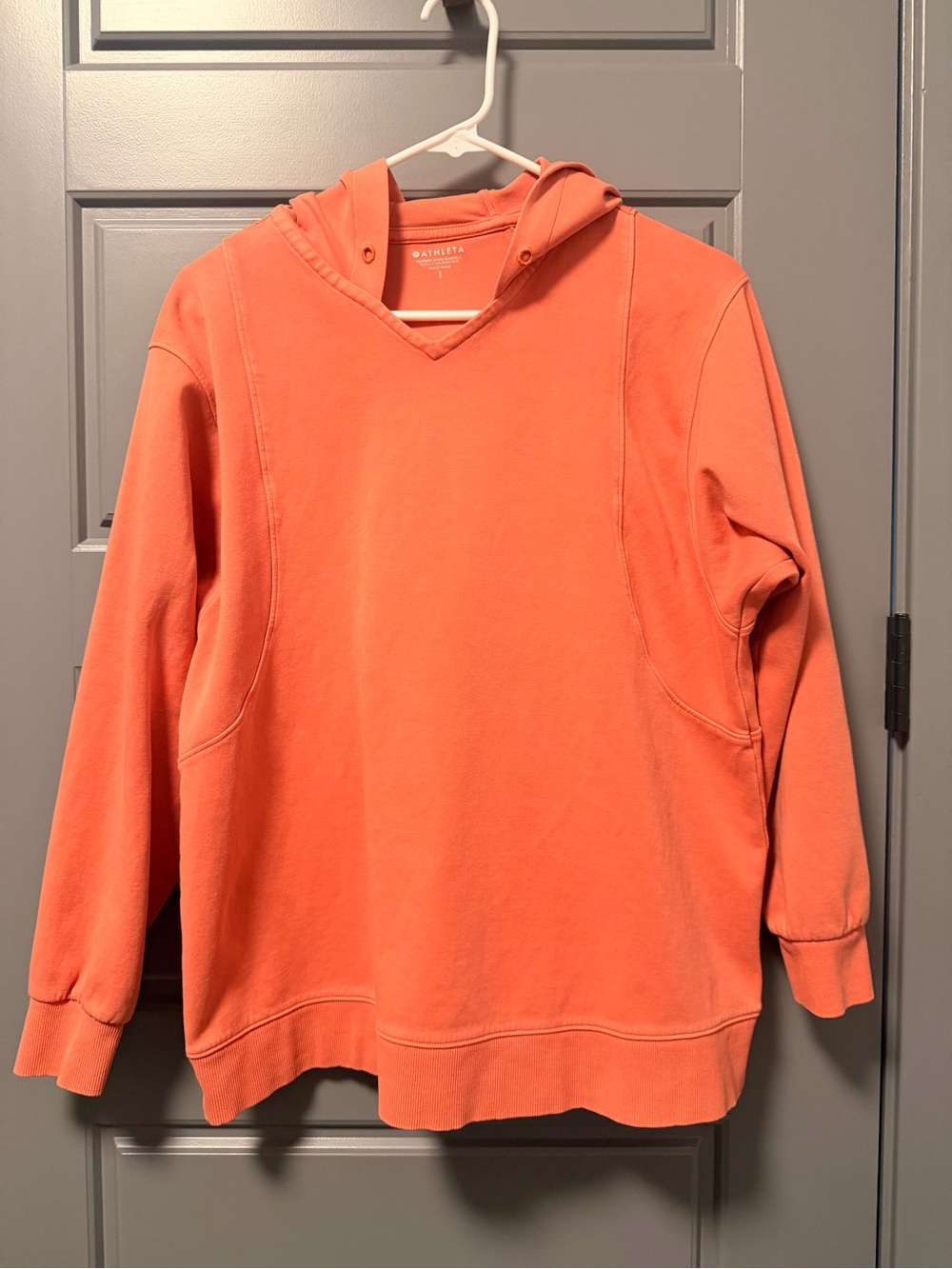 Athleta Sundown Hoodie Sweatshirt Coral/Soft Persimmon SMALL Comfy Cozy Athletic